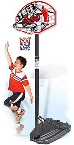BAKAJI Basketkorg för barn med justerbar höjd upp till 230 cm och fyllbar bas lekset utomhussport trädgård och inomhus ballong ingår