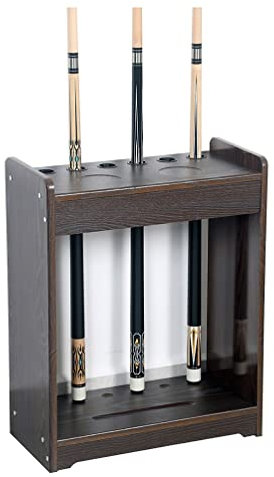 Billard-Queue-Halter Bodenständer Pool Stick Halter, 6 Pools Etage Cue Billard Pool Cue Rack, Holzstock Angelrute Rack Organizer (Color : Brown)