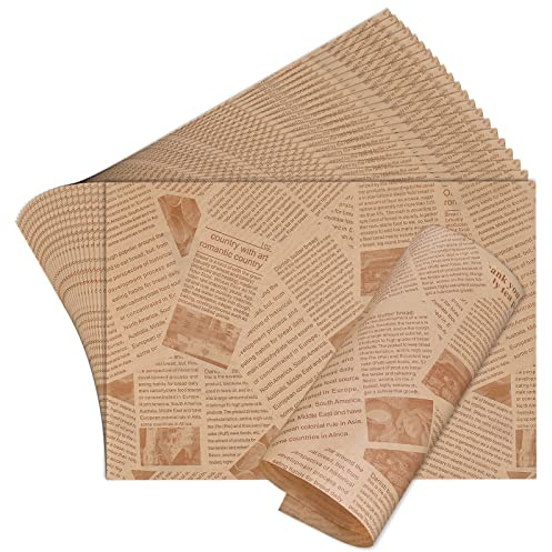 Hejo 100 Blätter Backpapier, Pommes Papier für Korb, Burger Papier, 33×23cm | Wachspapier für Lebensmittel, Deli Papierblätter für Burger, Butterbrot, Käse, Pommes