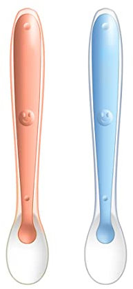2PCS Baby Fütterlöffel Kinder Löffel Set Mehrfarbig- Babylöffel Silikon Weich Breilöffel BPA frei Kinder Besteck Esslöffel für Baby Kleinkind Säugling Kinder(blau + orange)