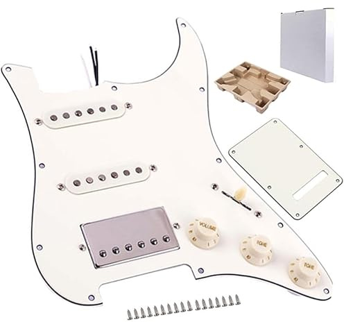 Ogdni Vorgekabeltes Strat-Gitarren-Pickguard mit SSH-Pickup-Set, 3-Schicht-Stratocaster-Pickguard mit hochwertigen Alnico-V-Einzelsaiten-Humbucker-Elektrischen Pickups, Ersatzteile für Gitarrenbauer