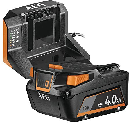 AEG SETL1840S Kit Caricabatterie e 1 Batteria 18V 4.0 Ah, con Protezione Termica e da Sovraccarico, Batteria 18v e Caricatore al Litio con Controllo di Singola Cella
