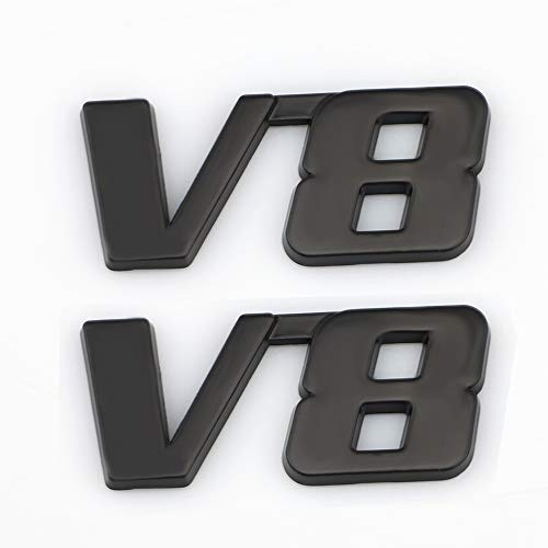 V8 Emblem Schild Chrom 3D Logo Token Auto Aufkleber Tuning Aufkleber Metall Symbol (Schwarz)