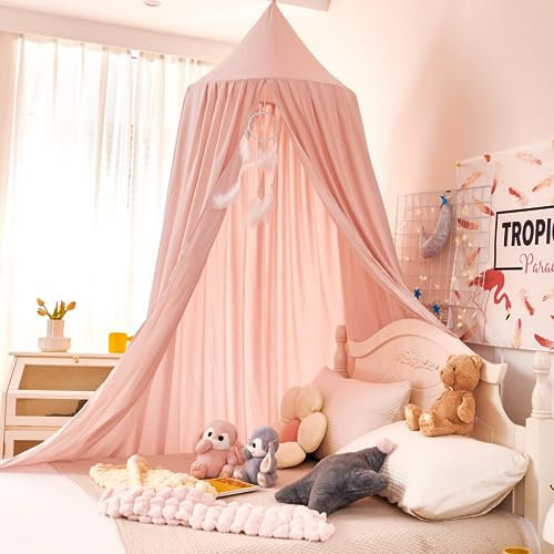 Dix-Rainbow Large beige pink bed tent Children Bed Canopy queen size Round Dome Girls Mosquito Net for bed Kids Tents Nursery Room Baby bed