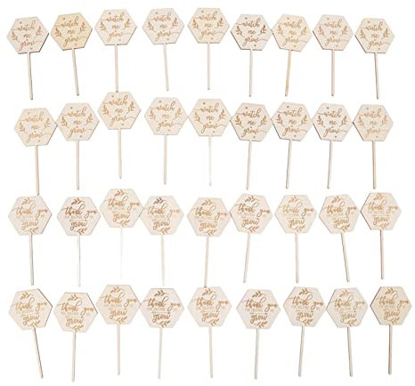 JYCRA 36 PCS Garden Succulent Plant Wooden Tags,Wooden Hexagonal Succulent Tags,Gardening Planting Accessories for Potted Greenhouse