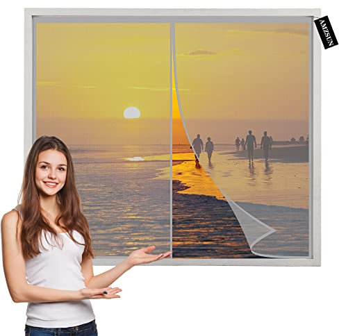 Magnetic Fly Screen Window with Magnets 130x190cm with Heavy-Duty Anti Mosquito Mesh No Gap-Washable Mesh for Patio Balcony Garage Cellar Grey
