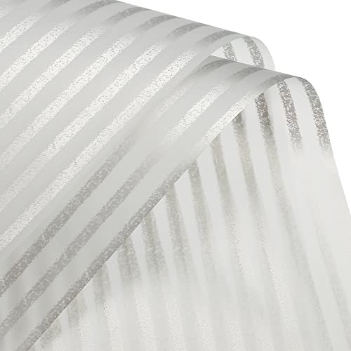 sourcing map 20 Stück 23.6x23.6 Gestreift Matte Blumen Geschenkpapier Verpackungspapier Wasserdicht für DIY Basteln Geschenk/Geschenkbox Verpackung Silber Grau