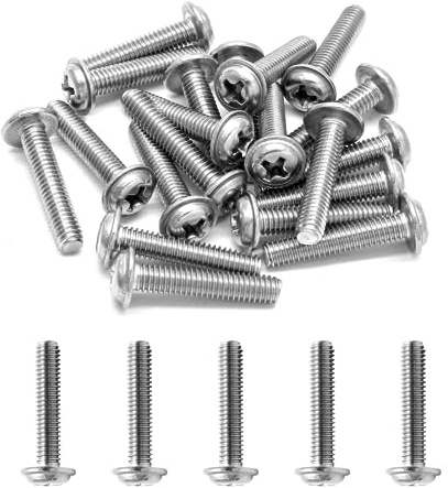 Cjueiom Lot de 20 vis M4 pour poignée de porte, vis de poignée de 20 mm, boulons mécaniques en acier inoxydable 304, tête de rondelle cruciforme pour cuisine, chambre à coucher, tiroir, placard