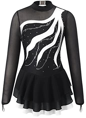 Alvivi Eiskunstlauf Kleid für Kinder Mädchen Ballettkleid Ballettanzug Gymnastikanzug Latein Tanzkleid Eislaufen Wettbewerb Tanzkleidung