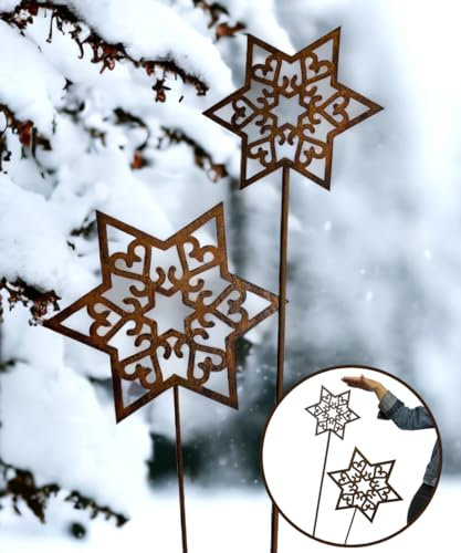 Terma Stahldesign Rost Weihnachts Sterne XXL Made in Germany Gartenstecker Outdoor rost deko Weihnachten stecker winterdeko draußen blumenstecker Winter deko