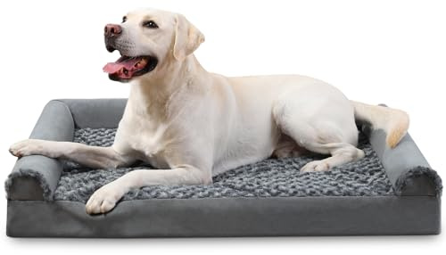 KSIIA Cama Perros Medianos, Cama Ortopédica para Perros (75x47x16cm) Desenfundable y Lavable, Sofá para Perros, Gris M