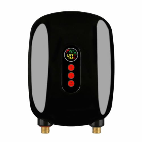 Mini Calentador de Agua Eléctrico Instantáneo Electrónico Pequeño, Calentador de Agua de Cocina, con Pantalla LCD, para Cocina y Baño, 6,5 kW (Negro)