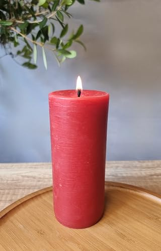 Glowing Bee Natural Handmade Pillar Beeswax Candle 390g 150x60mm - 60hr Burn (1pc) (Red)