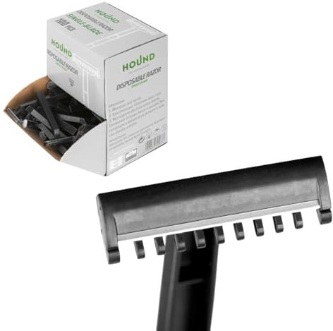 Hound Tattoo Supply – Einwegrasierer für Tätowierer – Schwarz – Hochwertige Stahlklinge – Packung mit 100 Stück – Komfortable Rasur (EINZELKLINGE)