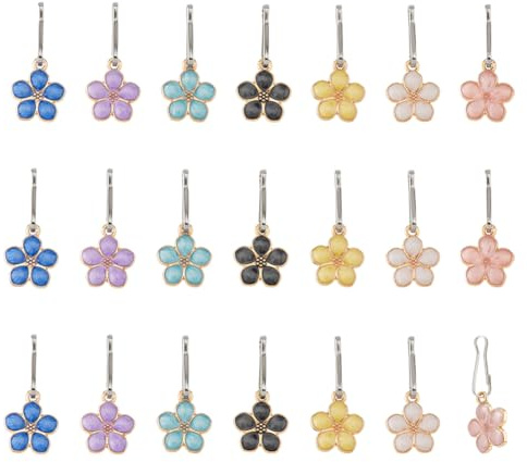 DICOSMETIC 42Pcs Flower Zipper Pull Charms Flower Alloy Zipper Decorative Flowers Zippers Pull Extended Zippers Pulls for DIY Sewing Dress Tailor Craft Backpacks Purses Handbags