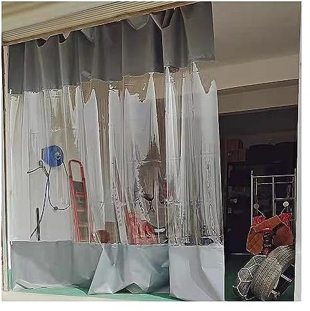 Transparent Imperméable Rideaux D'extérieur, Vinyle Industriel Garage Rideaux De Séparation, Bâche Panneaux De Portes Imperméable À La Pluie Pour Gazebo En Bois Zones De Travail(4X2.1M/13x6.9FT)