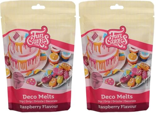 FunCakes Deco Melts Himbeergeschmack - Dip, Drip, Dekorieren! In der Mikrowelle schmelzen und in jede Form gießen. Machen Sie Süßigkeiten, dekorieren Sie Kuchen, Kekse und Cupcakes! AZO frei. 250 g