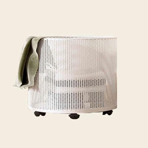 WNGJZZYC Rollender Wäschekorb, Wäschesammler aus Metall, 360° Wäschekörbe mit Rädern, Großes Fassungsvermögen 30/50/70 l, für Wohnzimmer, Badezimmer, Schrank(White,32x25cm/13x10in)
