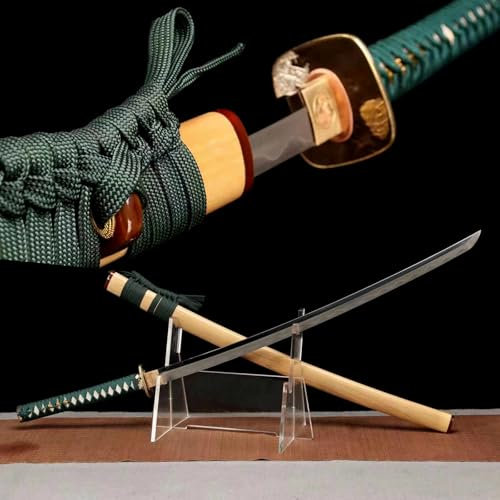 102cm handgefertigtes Katana-Schwerts,Klinge aus T10-Stahl und Schutz aus reinem Kupfer,Scheide aus massivem Holz mit Hörner dekoration,echtes Katana zum Sammeln,Spielen,Kampfsport,Kendo-Training