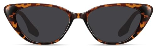 Fozono Retro Vintage Narrow Cat Eye Sunglasses for Women 90s Small Chic Trendy Sunnies UV400 Party Driving FZN7514(Tortoise/Grey)