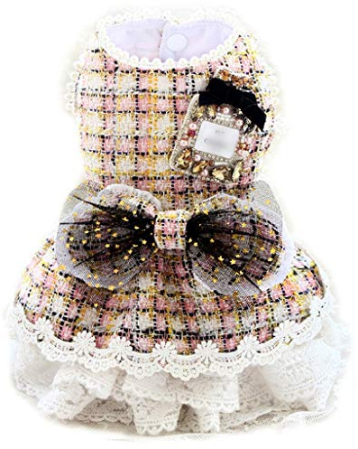 Handgefertigte Hundebekleidung Mode Jahrgang Kamelie Tweed Pet Kleid Mantel Katzen Pudel Maltesisch Französisch Pull Florida (Größe: XX-Large) (X)