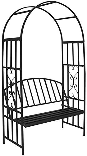 Pergola de jardin en métal avec banc relaxant, idéale pour les mariages, les jardins, les pelouses, les terrasses, l'arche pour plantes grimpantes 114,3 x 206,2 cm