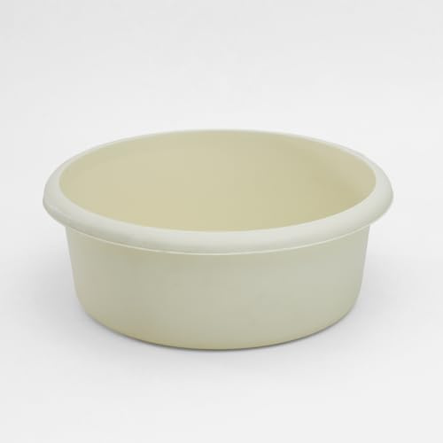 Washing Up Bowl for Sink | Cream Small Round Plastic Sink Bowls (8 Liter Capacity) | Wash Up Basin Bowl for Kitchen Sinks