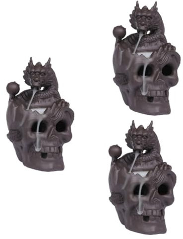 Cabilock 3 Pièces Encensoir à Reflux Squelette Titulaire De L'enceinte Brûleurs Fontaine D' Chaudron Halloween Décor Ourlet Harceler Diffuseur Titulaires Argile Violette Light Brown