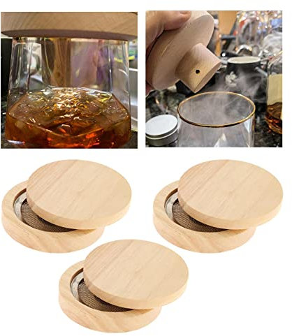 3x Cocktail Smoker Kit mit Bürste für Rauchaufguss Eichenholz Kaltrauch Infuser für Cocktails, Spirituosen, Fleisch, Käse, Kaffee und Eis