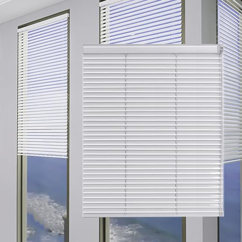 Jalousien aus Aluminium, anpassbar, 25 mm, horizontal, Sicht- und Sonnenschutz für Küche, Büro, Badezimmer, 90 x 130 cm, Weiß