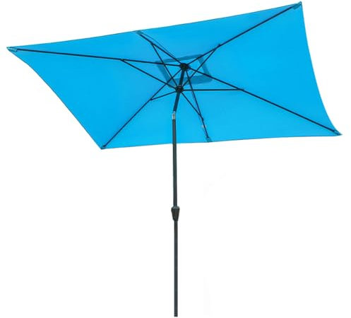 200 X 300 cm Wetterfest Sonnenschirm, Knickbar Neigbarer Balkonschirm, Rechteckiger Markttischschirm Für Terasse, Garten, Hinterhof, Deck, Pool(Blue)
