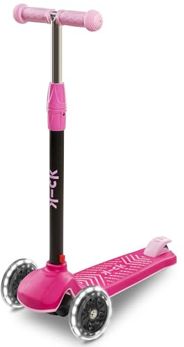 Kick Kickboard | Barnskoter från 2 3 år | Barnsparkcykel för pojkar och flickor | Med LED-hjul och justerbar höjd | växer med barn från 3–7 år (rosa)