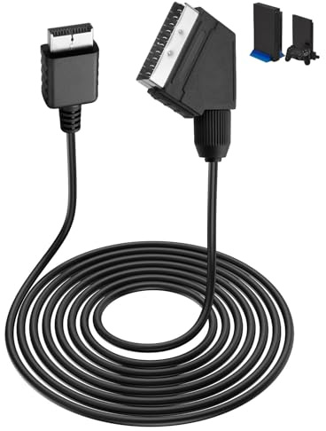 kcrnw Scart Cable Converter compatible with PS1 PS2 PS3 Consoles 1.8m/6ft Male Scart Cable Supports 720P/1080P Adapter Replacement Resolution for Console TV Multimedia Streaming Lead PAL NOT for HDMI