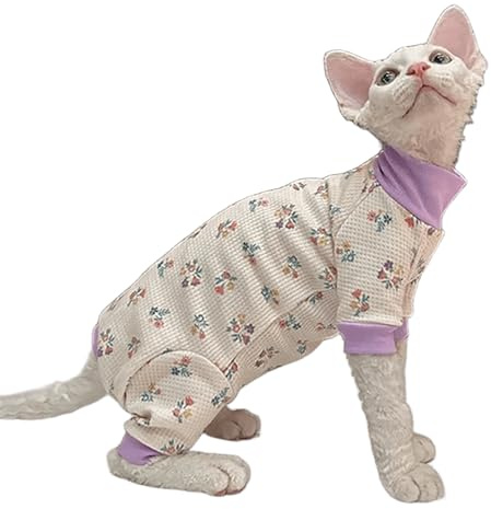 IUOUTG Flickor kattkläder för katter, mjuk och elastisk Sphynx-skjorta, lätt mjuk kattunge pyjamas husdjurskläder för katter och valpar