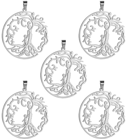 kkjoy 5Pcs Ciondoli di Albero della Vita Fai-da-te in Acciaio Inox per la Creazione di Gioielli e l'Artigianato, per Fare Orecchini Collana Bracciale (Stile 1)
