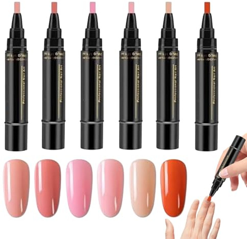 Nagellack Stifte Set Ohne Uv - 6 Stück Schnelltrocknende Gel Nagellacke Kunststifte, Sichere Und Nicht Reizende, Nagellackstifte Für Naturnägel Für Mädchen, Frauen, Zuhause, Nagelstudio