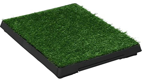Toilette pour Chien, Bac à Litière pour Chiens Intérieur Litiere Chien Tapis d'herbe avec Plateau et Gazon Artificiel Vert 63 x 50 x 7 cm