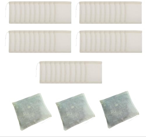 50 Pack Muslin Bags, Spice Bags for Cooking, Tea Strainer Bags, Cotton Drawstring Bag, 10cm * 8cm Cotton Spice Bag, Suitable for Loose-Leaf Tea, Coffee, Spices, Straining Broth and Juicing (White)