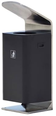 zhuyanbo007 Cubo de basura al aire libre, Contenedor de basura exterior acero inoxidable, estilo sencillo, doble compartimento