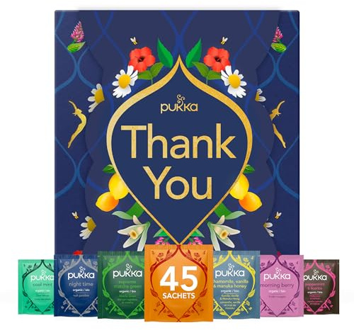Pukka Herbs Premium Herbal Tea Selection Gift Set Box with Thank You Sleeve, Self-Care Eco-Friendly Selection, 45 Tea Bags, 9 Delicious Flavours