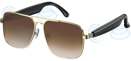 7JI Lunettes de Soleil Bluetooth avec Verres Polarisés UV400,Haut-Parleurs à Oreille Ouverte et Microphone,Lunettes Intelligentes IP4 étanches,Chargement Magnétique, Activation de L'assistant Vocal