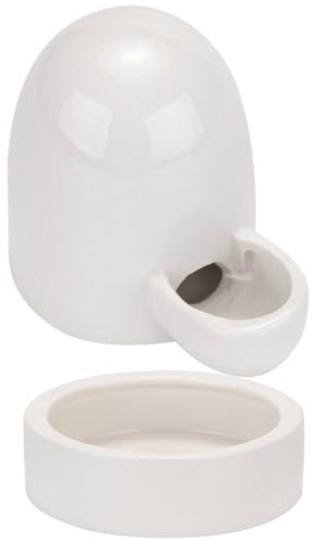 Luxshiny Keramik Hühnertränke und Futternapf Satz für Geflügel mit Einfachem Befüllen und Reinigen Weiß für Küken und Kleine Hühner im Geflügelstall
