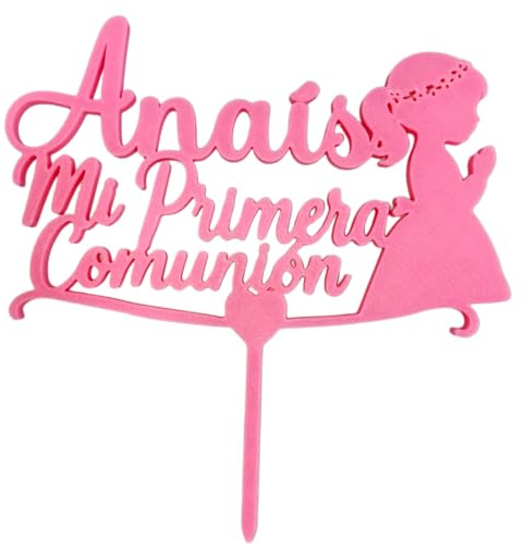 Topper Personalizado para Tarta de Comunión - Nombre y Diseño a Elegir - Impresión 3D - Adorno Tarta para Niño y Niña