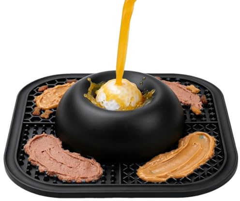 Hundslickskål med rullande boll interaktiv långsam matare halkskydd | Roll Ball skål slickmatta för flytande våt mat yoghurt kött puré daglig matning belöningsträning
