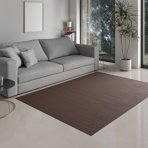 DE-COmmerce Bambusteppich Massive Mocha, 100x160 cm, 17mm gehärtete Stege, Teppich ohne Bordüre, Bambusmatte