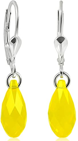 Ohrringe Ohrhänger Tropfen mit Markenkristallen 925 Sterling Silber VIELE FARBEN NOBEL SCHMUCK