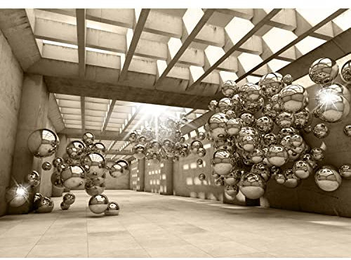 Runa Art Papel tapiz fotográfico esferas 3D 352 x 250 cm Lana Fondo De Pantalla XXL Moderna Decoración De Pared Sala Cuarto Oficina Salón marrón 9160011a