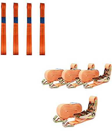 Motorrad Zurrgurt Set 4 Gurtschlaufen Doppelschlaufe + 4 Spanngurte Motorradspanngurt Sicherung