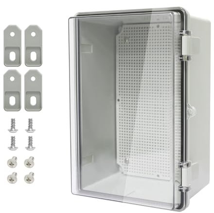LMioEtool ABS Plastic Dustproof Waterproof IP65 Junction Box Hinged Shell Universal Electrical Project Enclosure Gray, with PC Transparent Clear Cover 11.4 x 7.5 x 5.5inch(290 x190 x140mm)