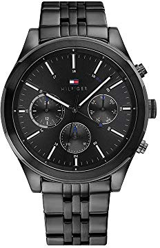 Tommy Hilfiger Reloj Analógico de Cuarzo multifunción para Hombre con Correa en Acero Inoxidable Negro - 1791738